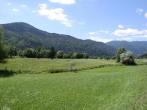 Blick auf das Plateau Dobrovlje, zu dem zahlreiche Straßen und markierte Wanderwege führen